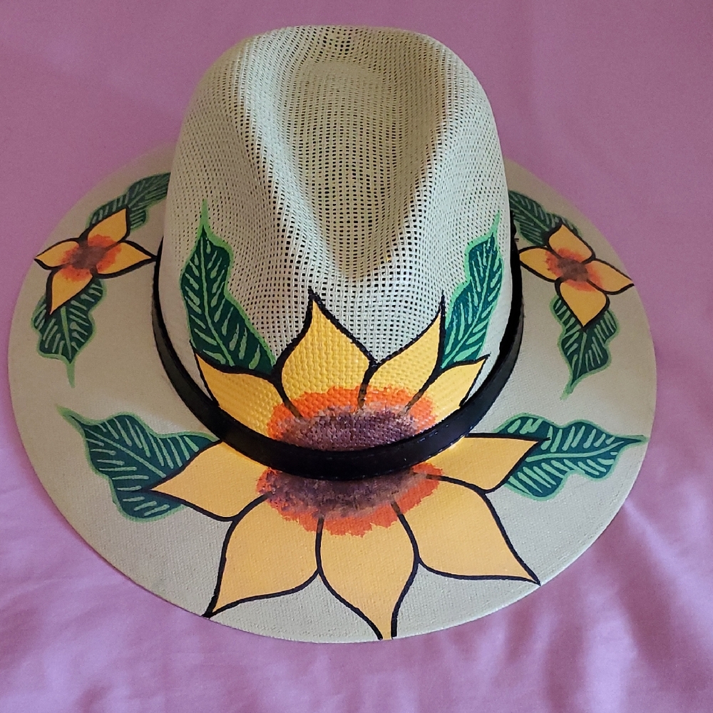 Hand-Painted Sunflower Straw Hat